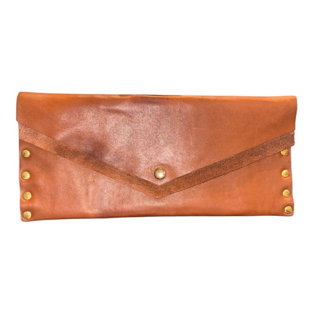 Leather studded envelope style clutch. Non branded. WLT 4